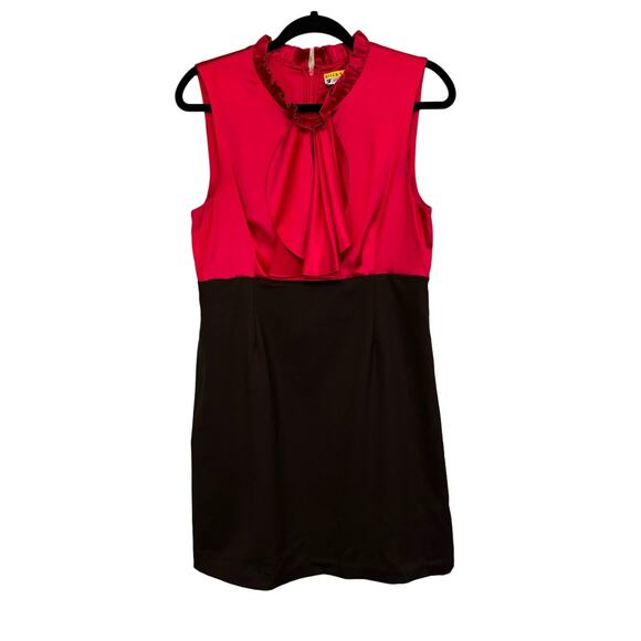Alice+Olivia Jabot Dress M/L GOSSIP GIRL Waldorf Silk Wool Sleeveless Red Black - Picture 1 of 8